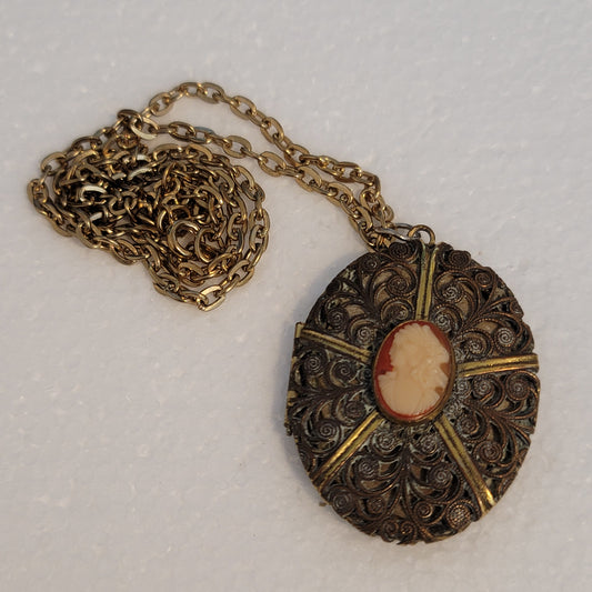 Vintage Cameo Locket Necklace