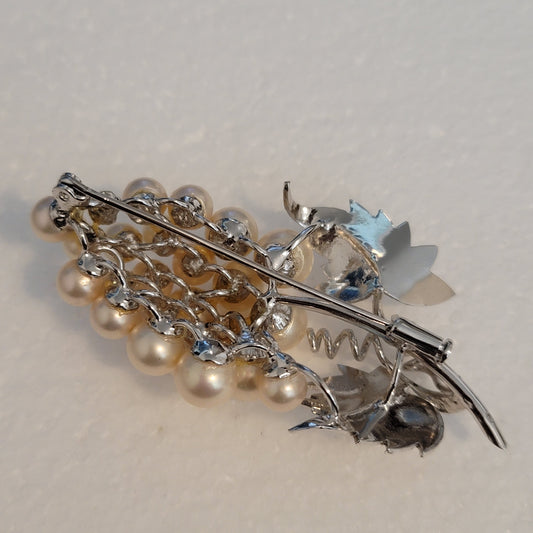Vintage Simulated Pearl Grape Brooch