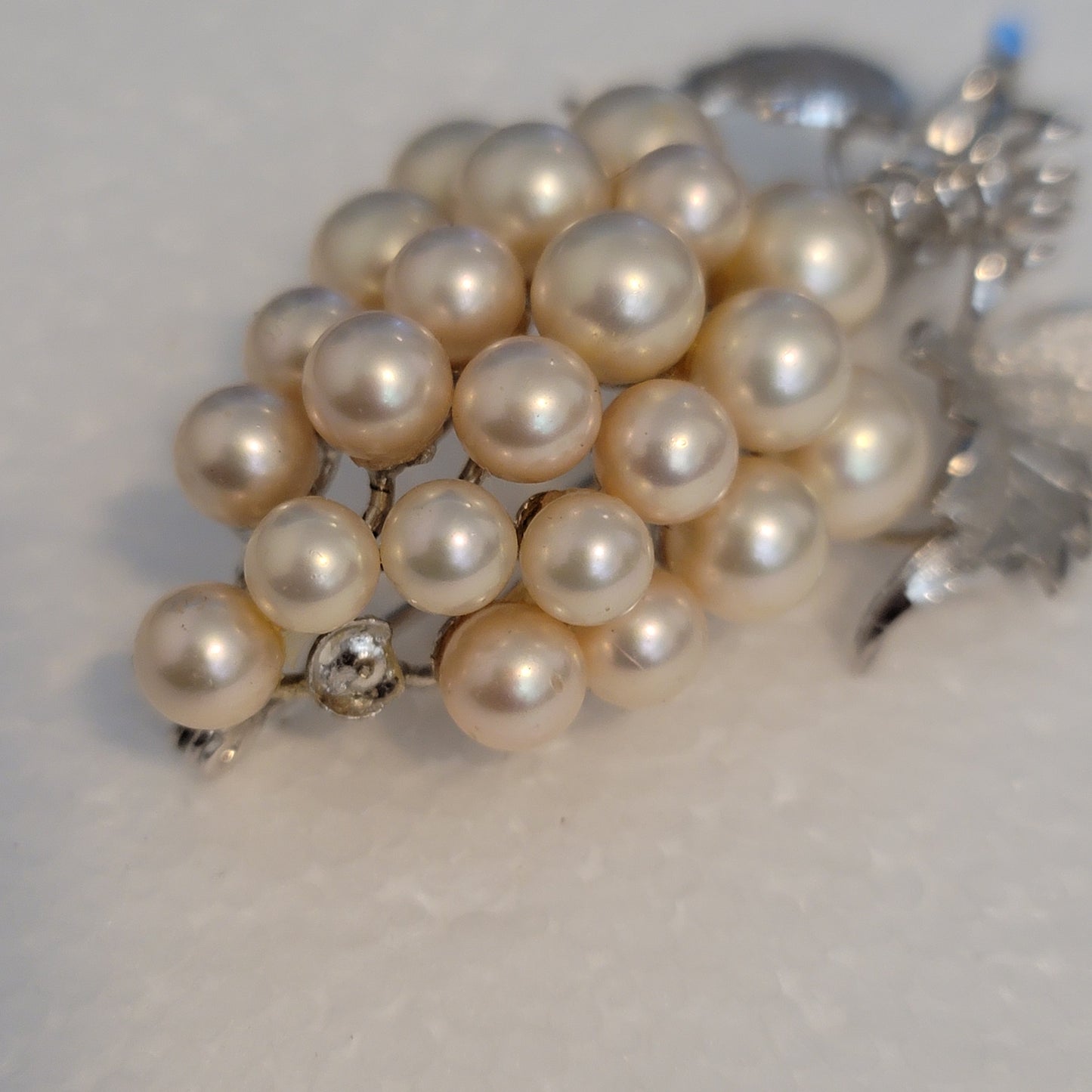 Vintage Simulated Pearl Grape Brooch