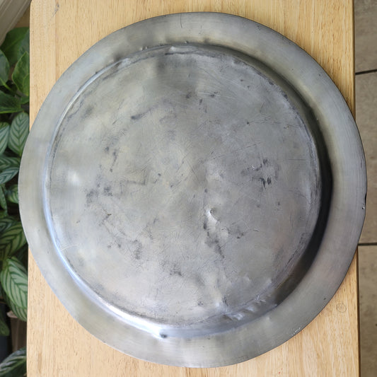 Antique Pewter Stone chinese Plate