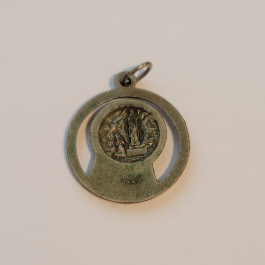 Round Silver Tone Prayer Pendant