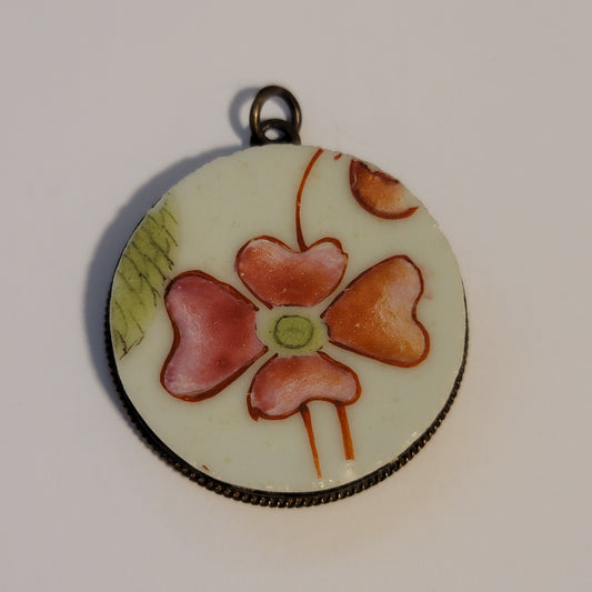Round Ceramic Flower Pendant