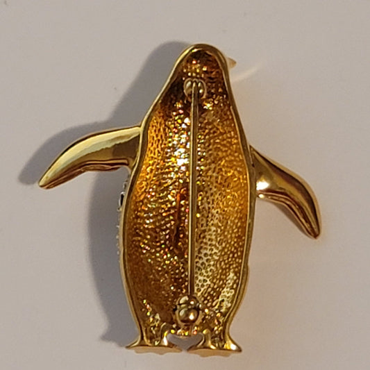Vintage Krementz Rhinestone Penguin Brooch