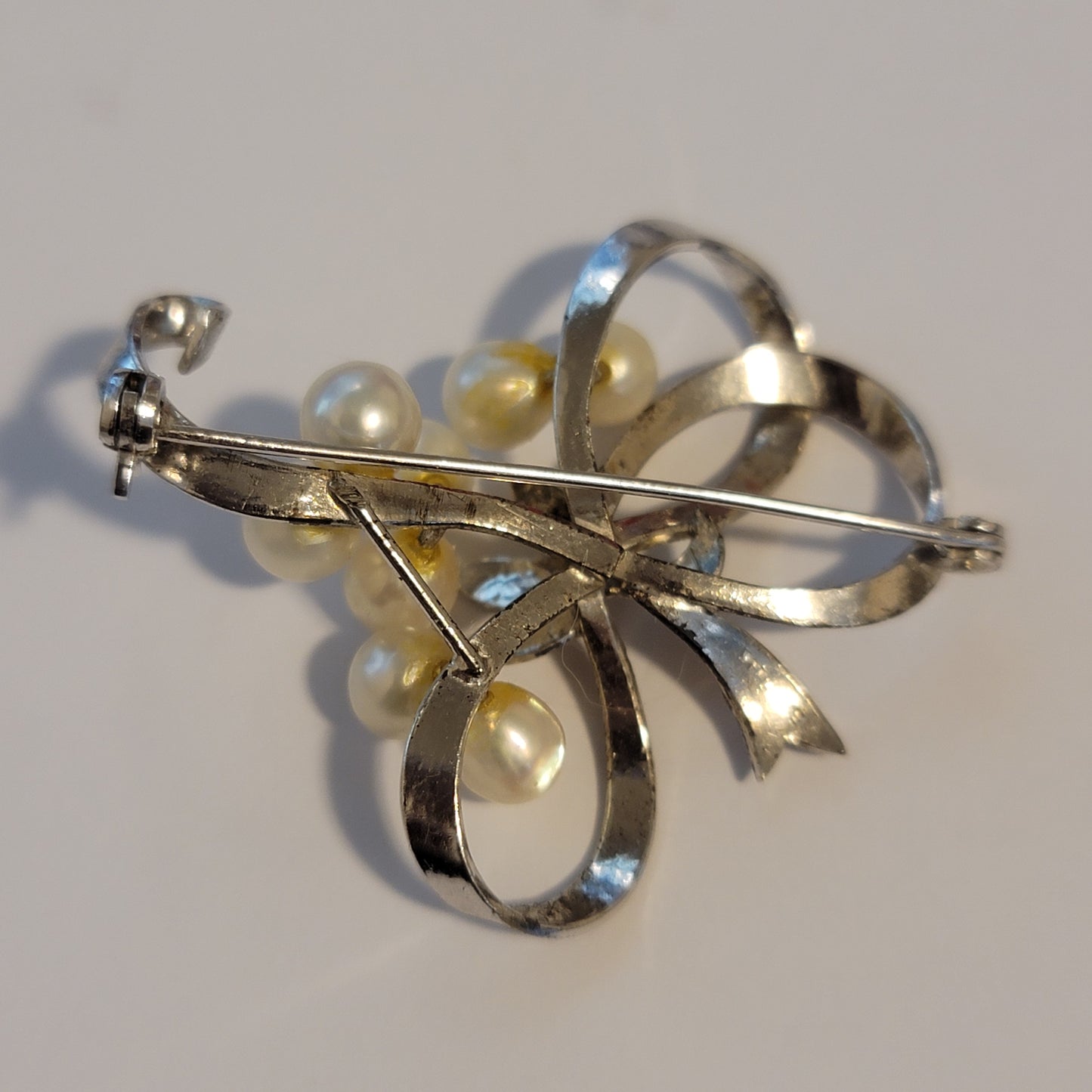 Vintage Sterling Pearl Brooch