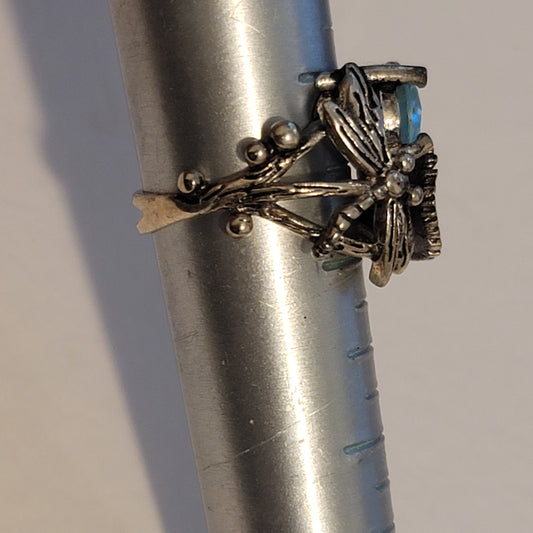 Silver Tone Dragonfly Ring
