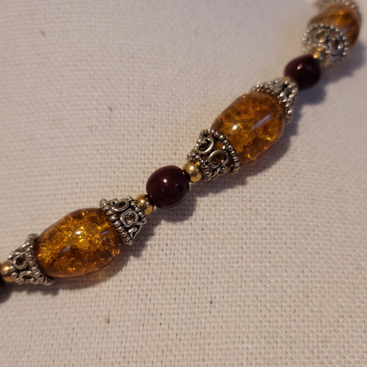 Amber Colored Bead Necklace