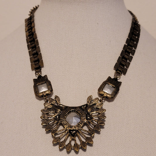 Blue Rhinestone Rustic Necklace