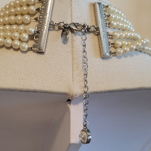 Multi-Strand Graduated Simulated Pearl Necklace