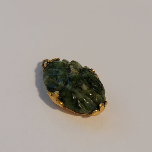 Green Stone Gold Tone Pendant Charm