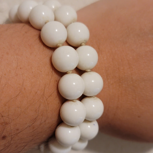 Vintage White Bead Crown Trifari Bracelet