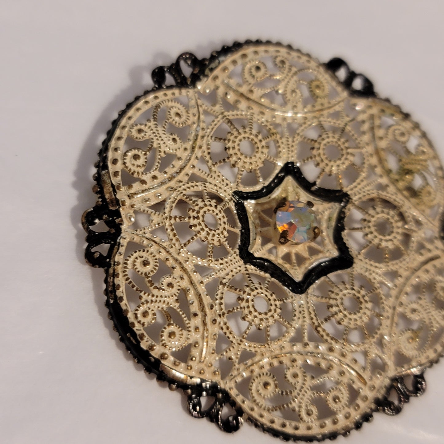 Vintage Western Germany Filigree AB Brooch