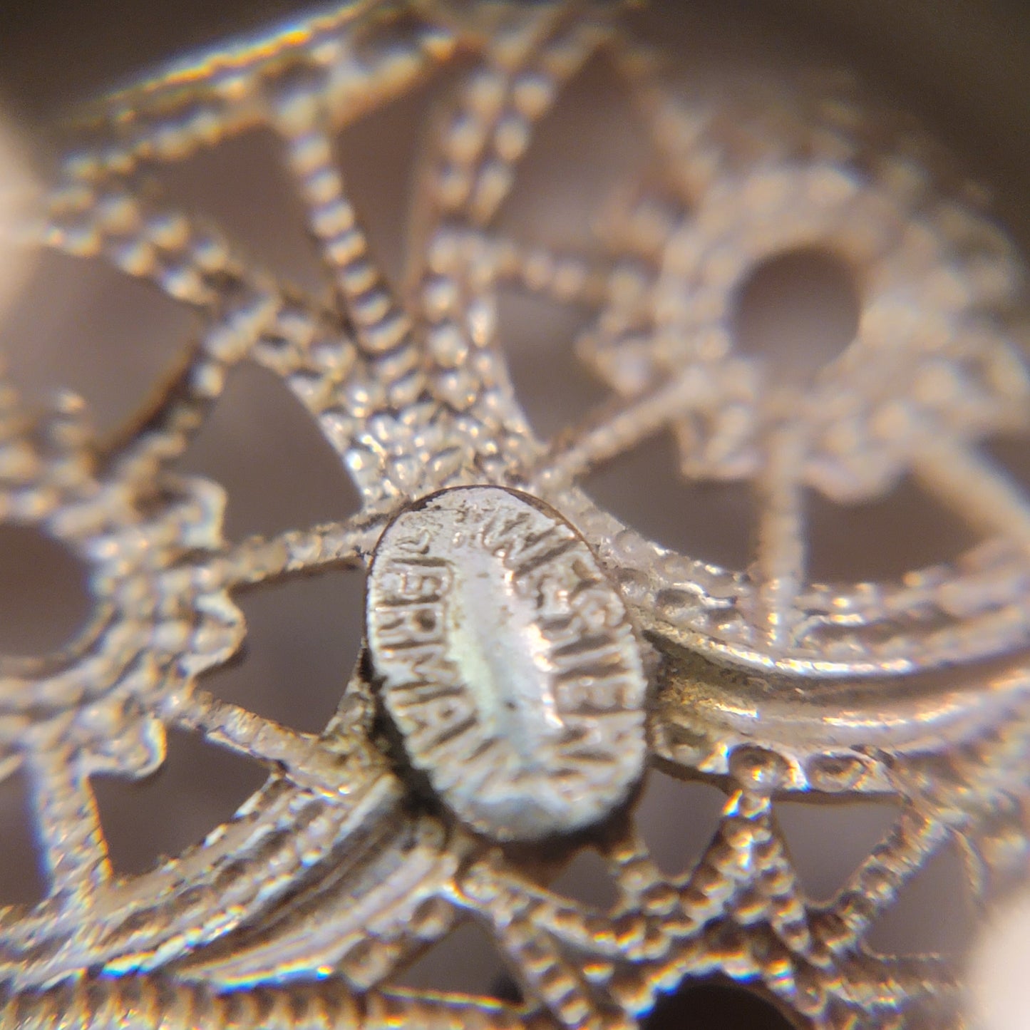 Vintage Western Germany Filigree AB Brooch