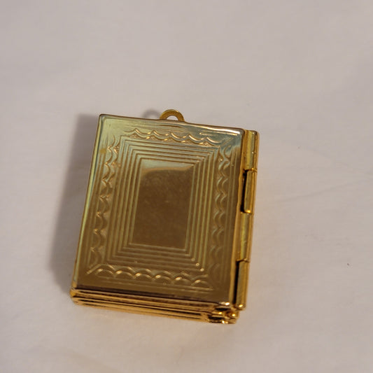 Vintage Gold Tone Photo Book Locket