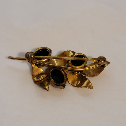 Vintage 1/20 GF WRF Leave Black and Gold Brooch