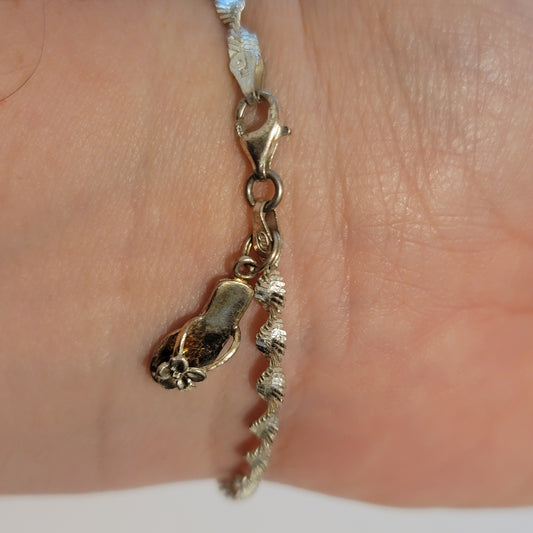 Twisted Herringbone Sterling Silver Chancla Bracelet