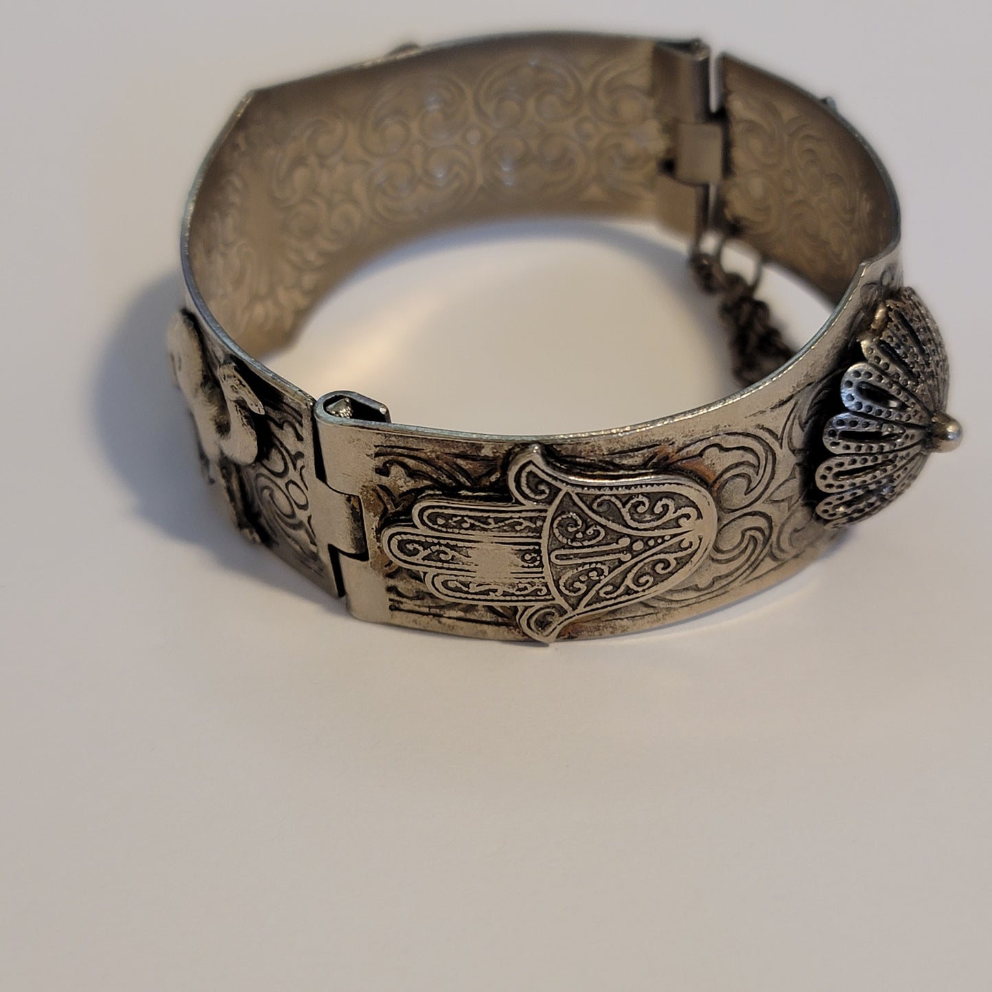 Silver Tone hinge Hamsa Camel Bracelet