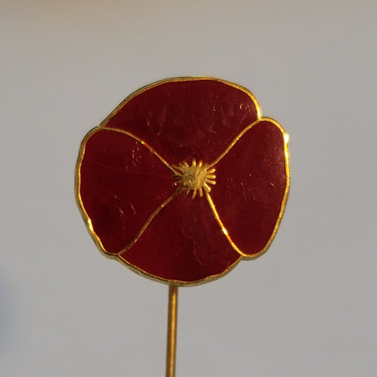 Red Enamel Flower Stick Pin