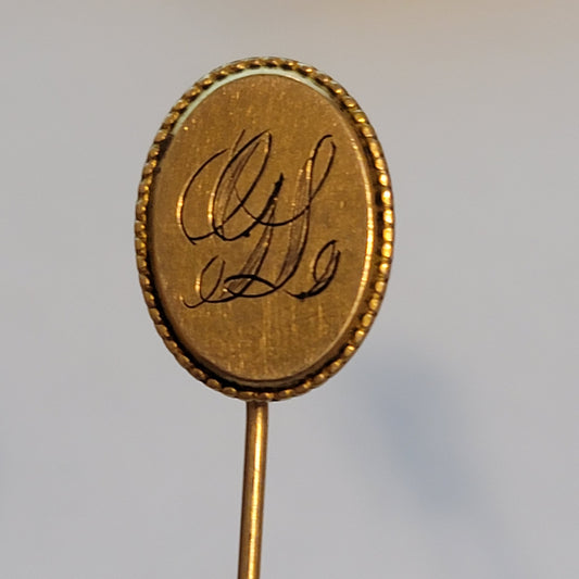 Vintage Gold Tone Monogram Stick Pin