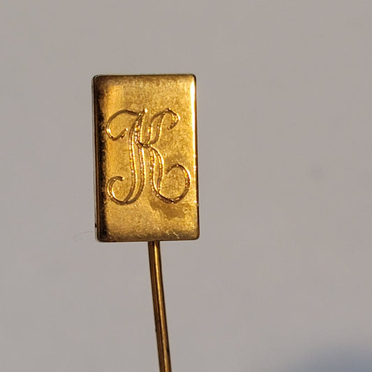 Gold Tone Monogram K Stick Pin