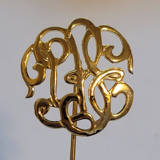 Gold Tone Monogram Stick Pin