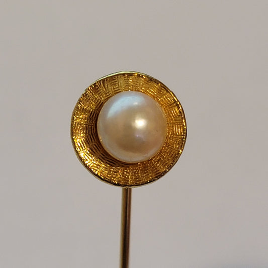 Gold Tone Simulated Pearl Stick Pin