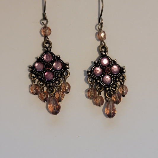Pink & Silver Dangle Earrings