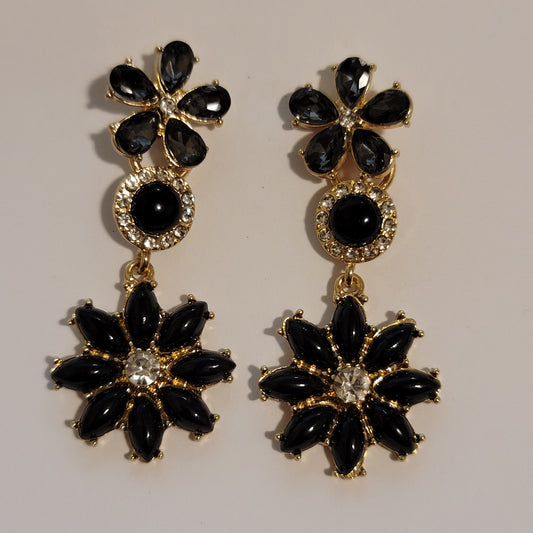 Black & Gold Rhinestone Earrings