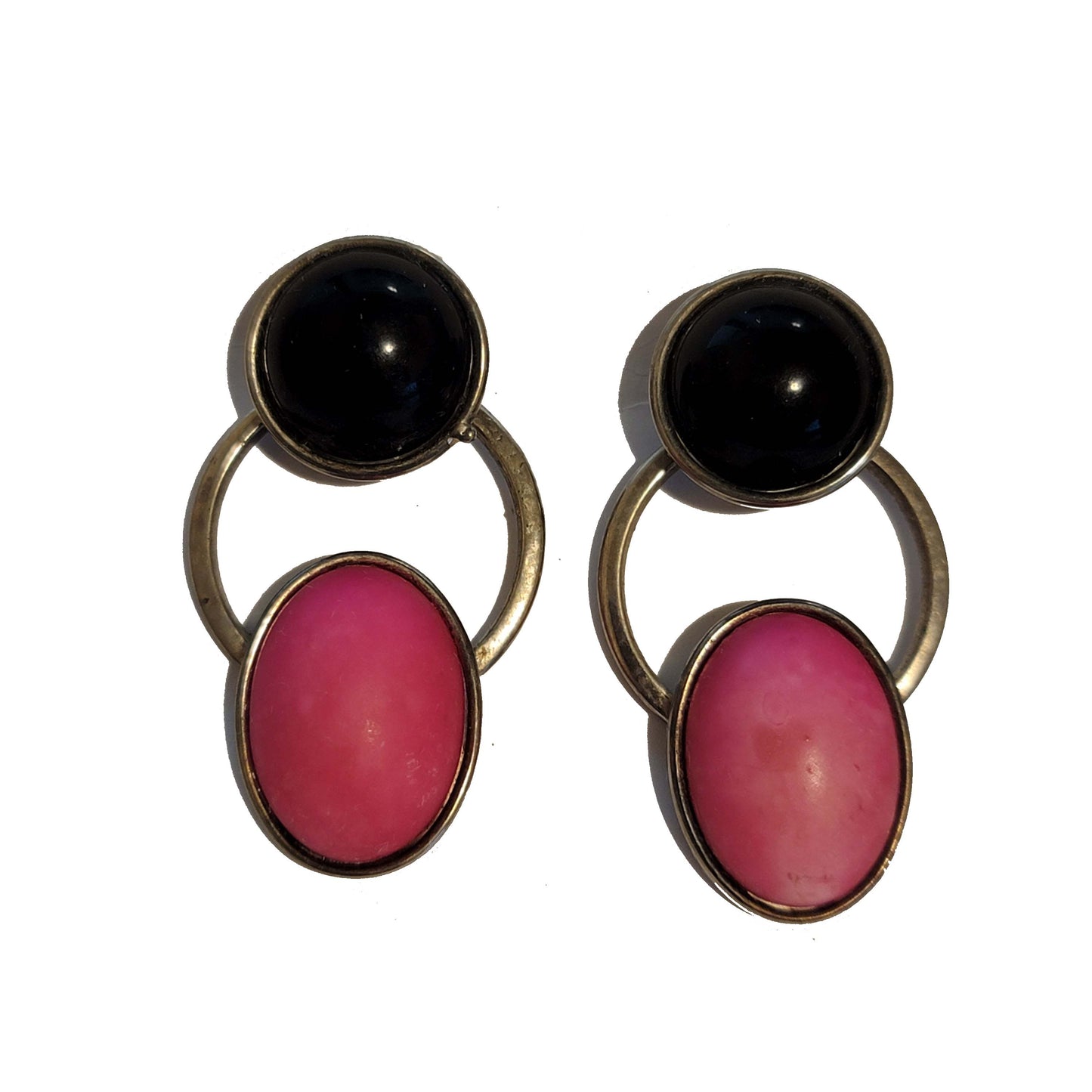 Pink & Black Door Knocker Earrings