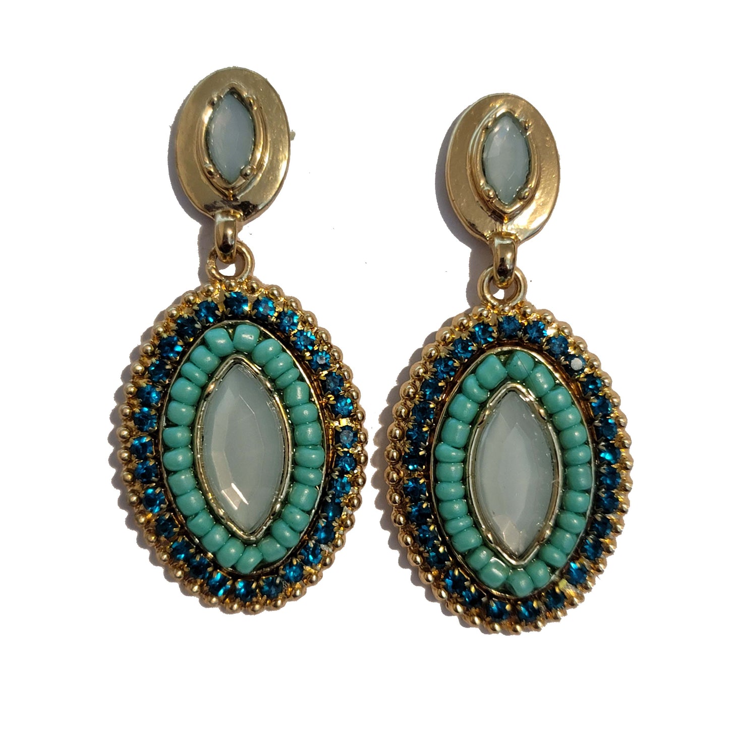 Blue & Gold Dangle Earrings