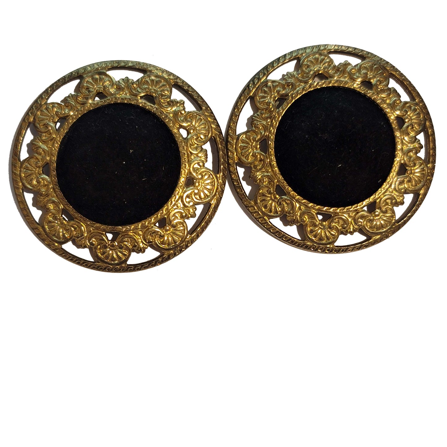 Black & Gold Button Earrings