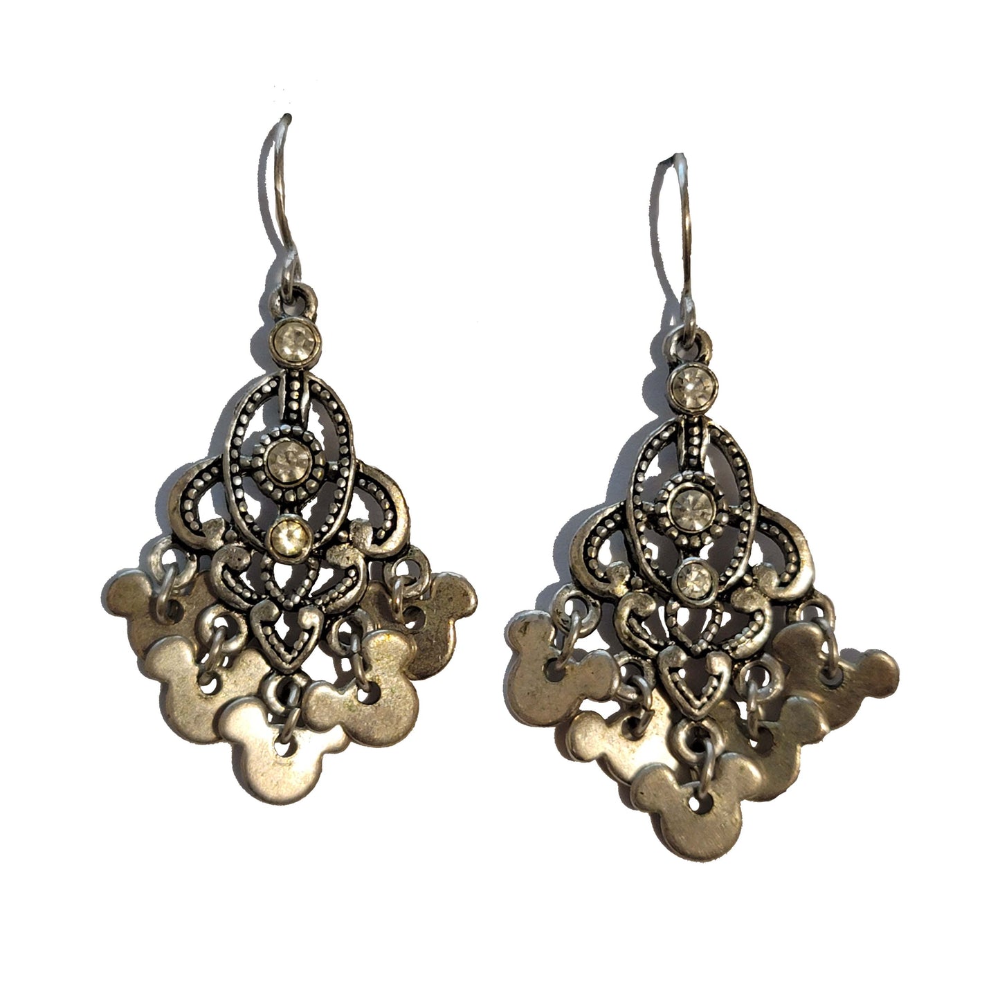 Silver Tone Rhinestone Earrings