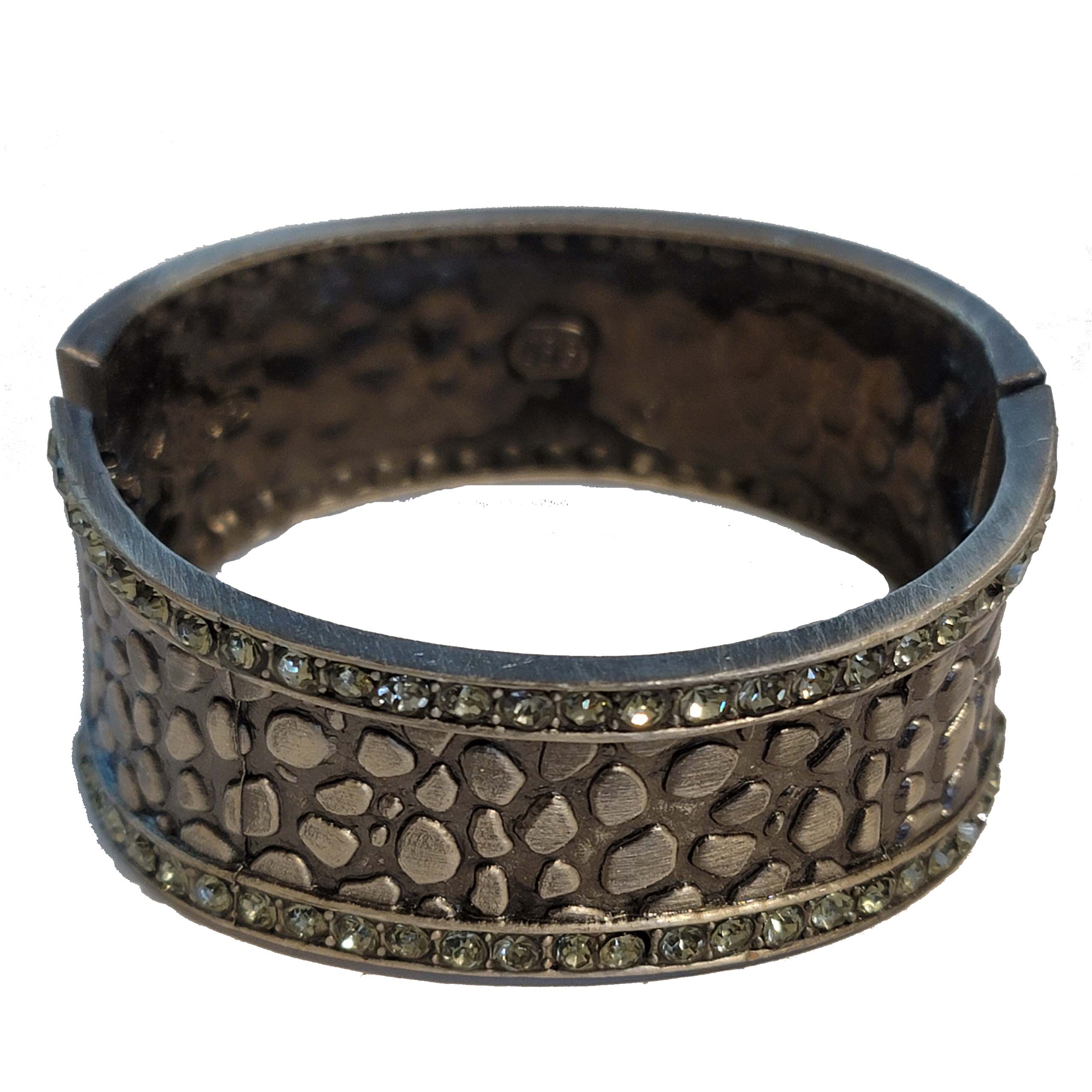 Silver Tone Rhinestone Clamper Bracelet