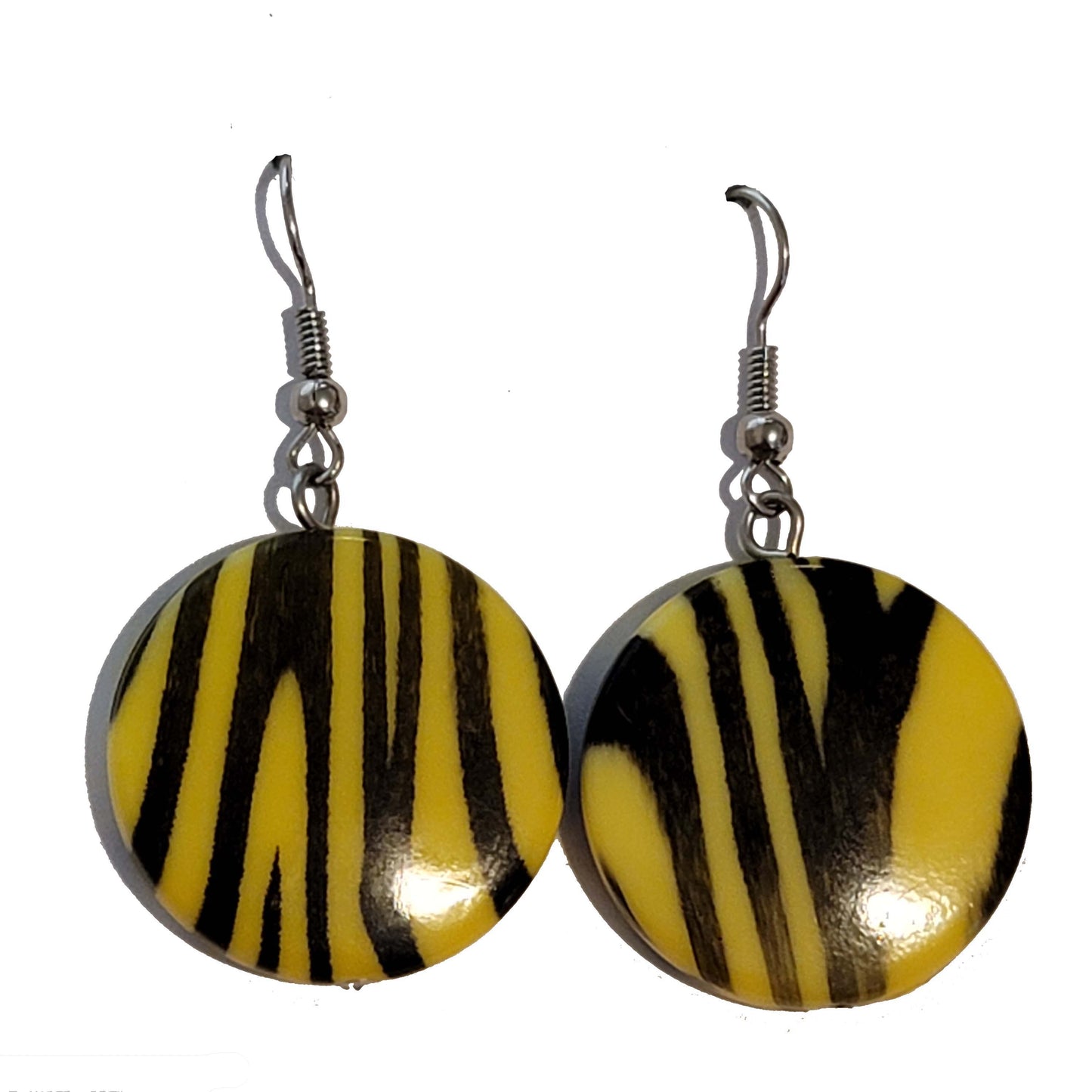 Yellow Zebra Retro Earrings