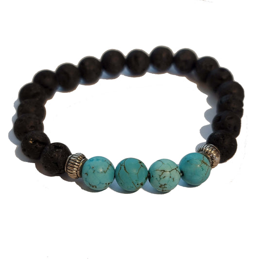 Howlite Lava Bead Stretch Bracelet