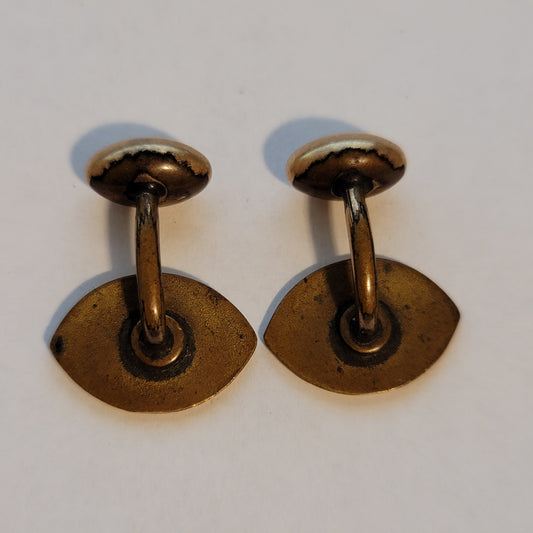 Antique 1900s Engraved Gold Tone Cufflinks – Ornate Edwardian Design