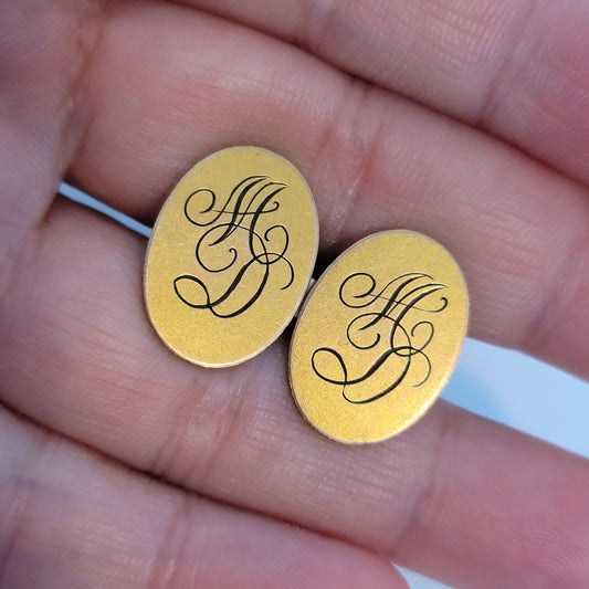 Vintage Gold Tone Monogram Cufflinks