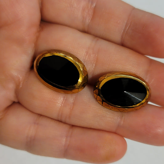 Vintage Black & Gold Tone Cufflinks