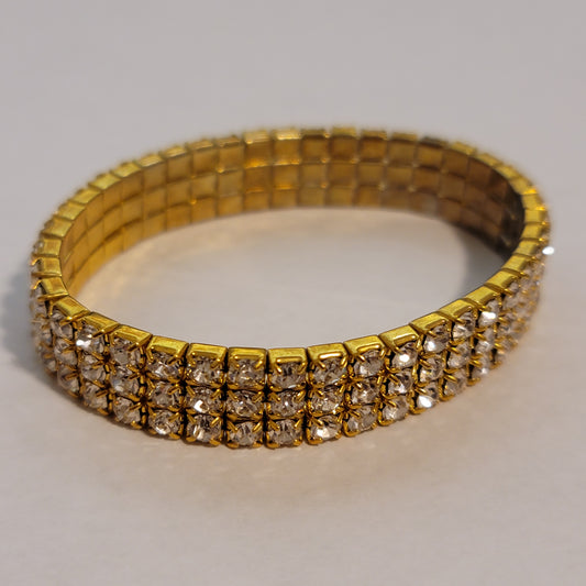 Gold Tone Rhinestone Stretch Bracelet
