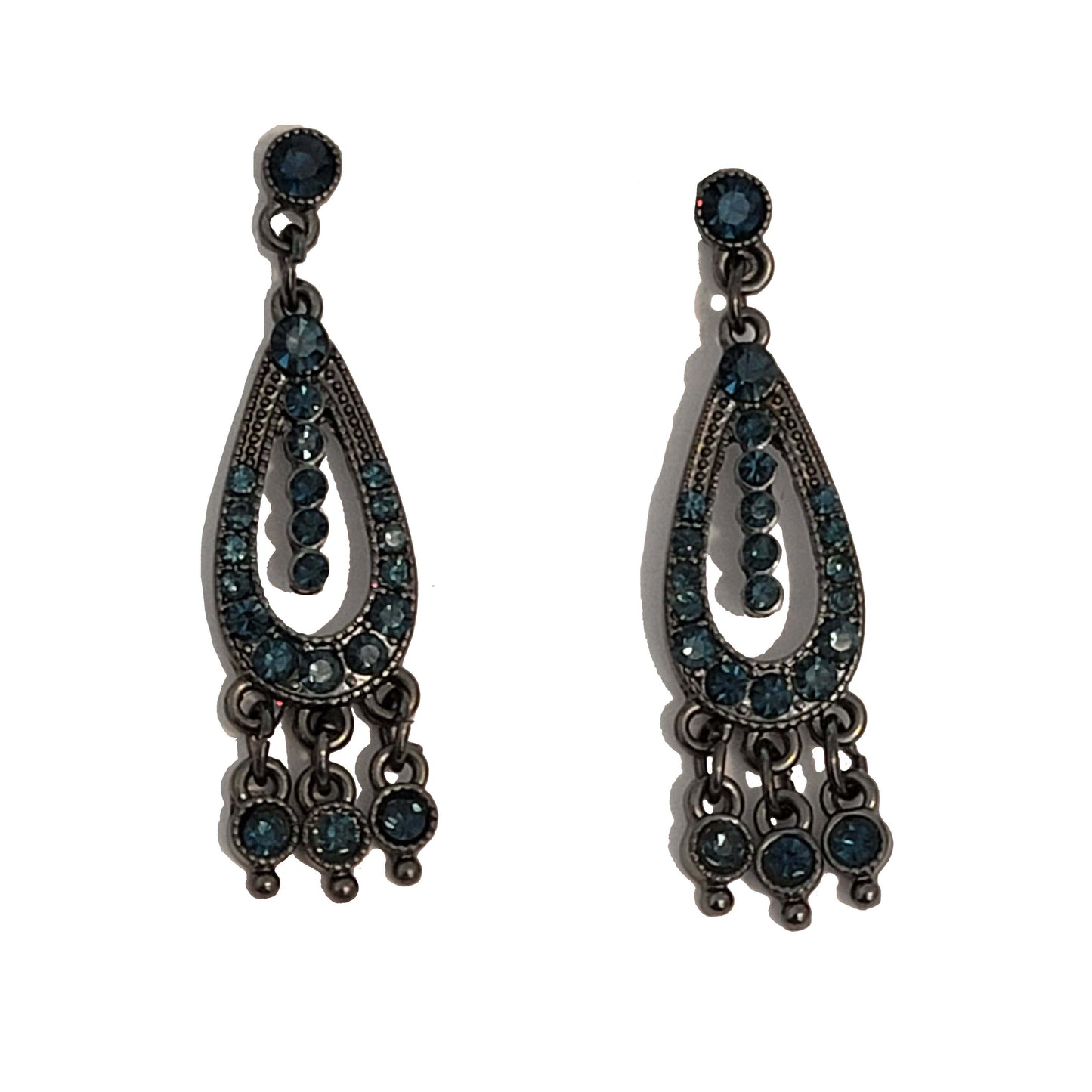 Blue Rhinestone Dangle Earrings