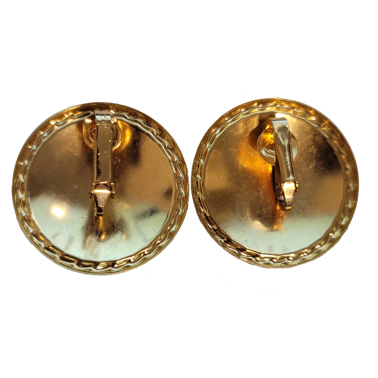 Gold Swirl Button Clip On Earrings