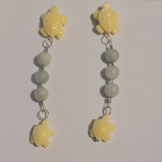 Aqua Turtle Dangle Earrings