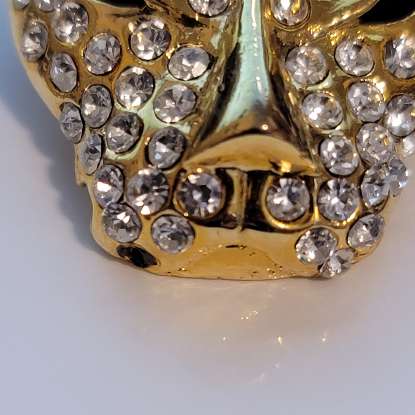 Gold Tone Rhinestone Panther Brooch