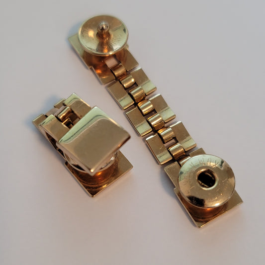 Vintage Swank Kum-A-Part Gold Tone Metal Wrap Snap Cufflinks