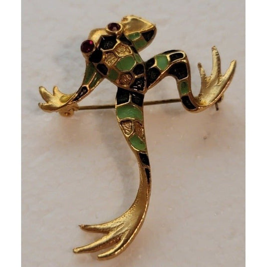 Gold Tone Frog Brooch
