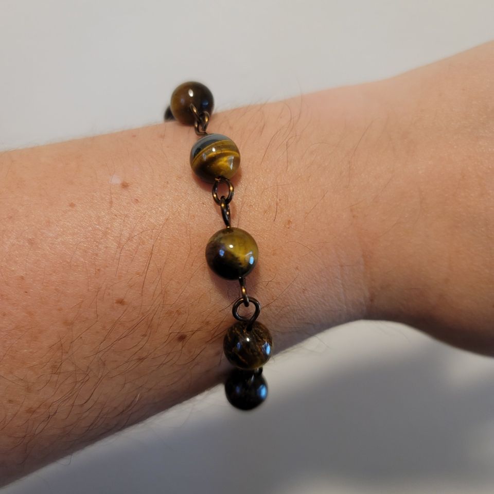 Handmade Tiger's Eye Copper Bracelet