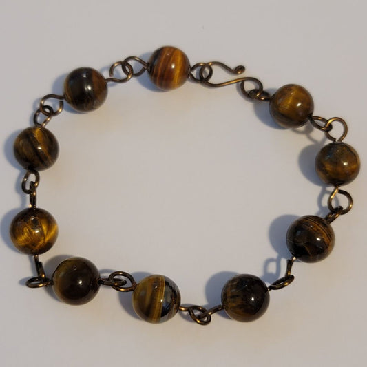 Handmade Tiger's Eye Copper Bracelet