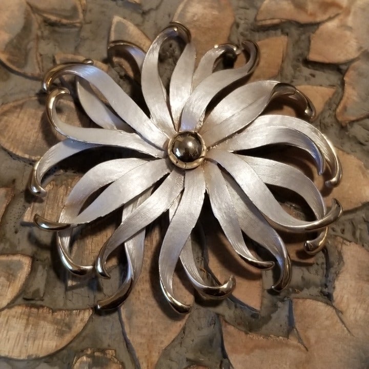 Vintage Silver and Gold Tone Flower Brooch