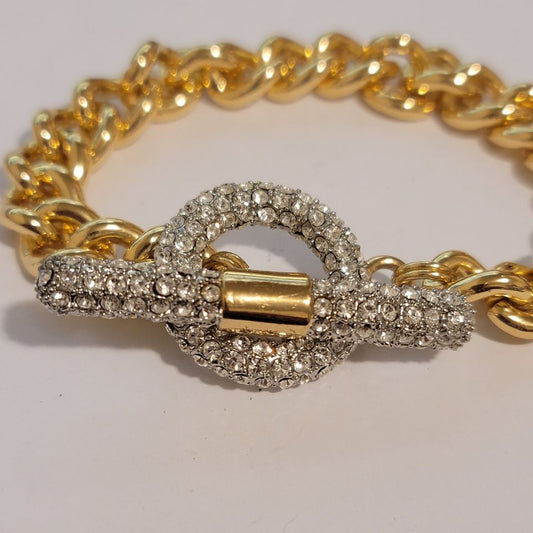 Gold Tone Rhinestone Chain Bracelet