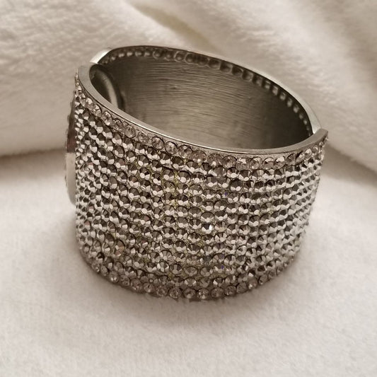 Silver Tone Rhinestone Hinge Bracelet
