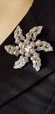 Vintage Silver Tone Star Rhinestone Brooch